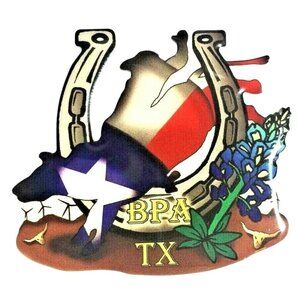 BPA Texas Lapel Pin With State Flag Design & Horseshoe Outline For Hat/Tie